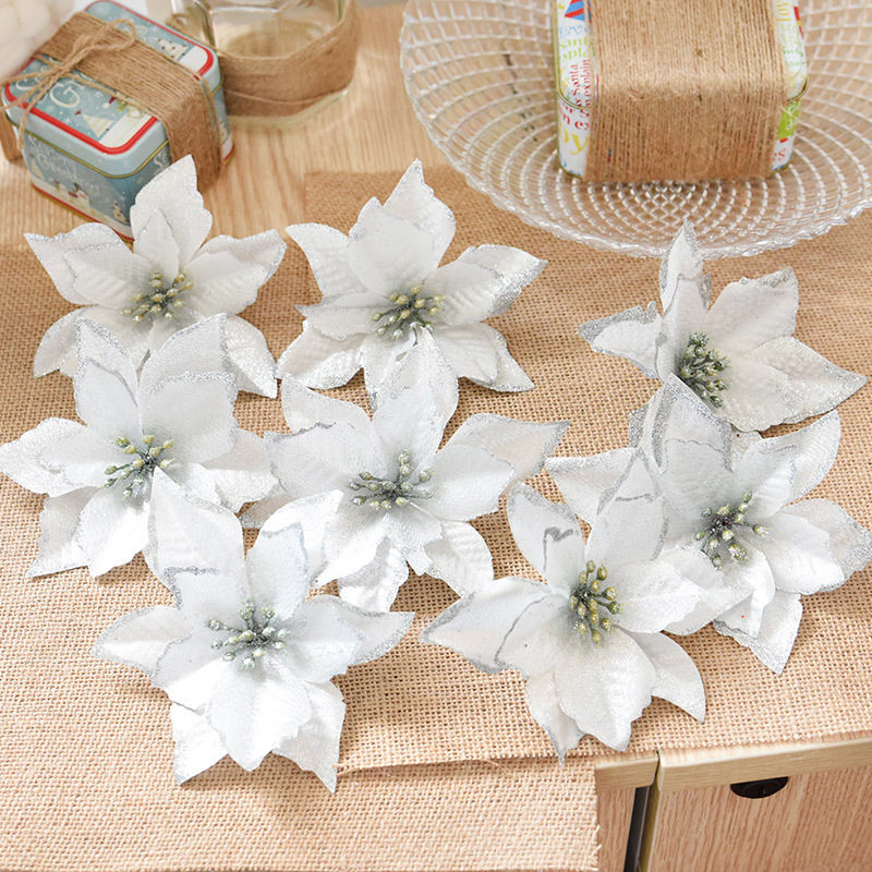 8PCS Artificial Flowers Christmas Decorations for Home Three