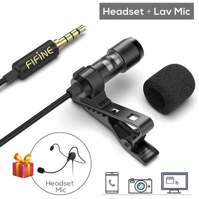 FIFINE Lavalier Lapel Microphone for Cell Phone DSLR Camera,