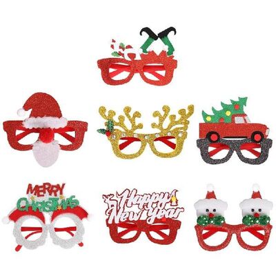 K1MF Dekorasi Natal Bingkai Kacamata Natal Hadiah Anak-anak