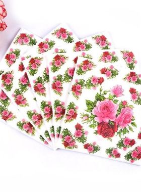 20pcs printed flower rose servilletas decoupage vintage