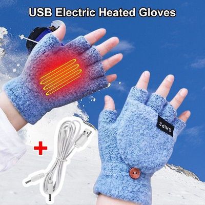 USB Electric Heated Gloves 2-Side Heating Convertible