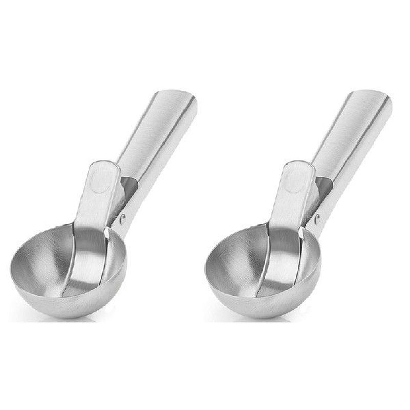 2X Stainless Steel Ice Cream Scoop, Easy To Trigger