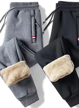 Winter Lambswool Warm Casual Pants Men Fitness Sportswear Tr
