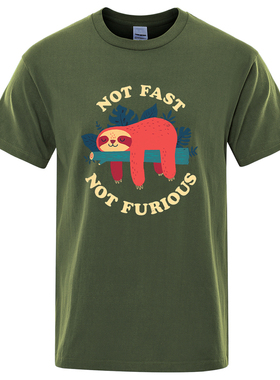 Not Fast Not Furious Cartoons Printing Men Tee Shirts Breath