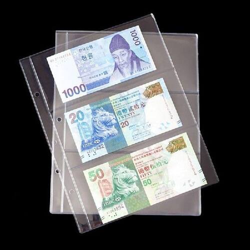 10pcs New Arrivals PVC Album Pages 3 Pockets Money Bill