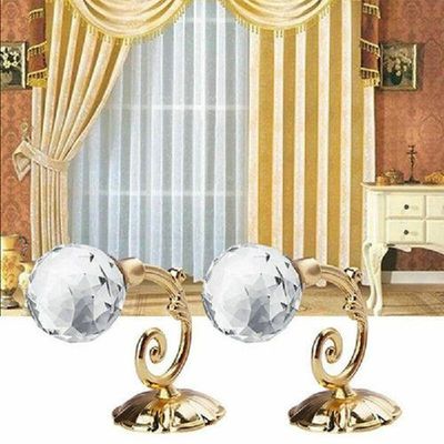 2pcs Large Metal Crystal Ball Curtain Hooks Holdback Tassel