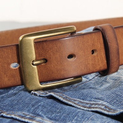 Vintage Luxury Handmade Leather Copper Buckle Man's