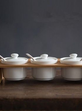 Japanese ceramic stack shallow seasoning cans creative