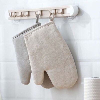 Warna Solid Sarung Tangan Tahan Panas Katun Linen Fashion