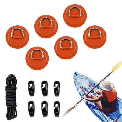 1 Set D Ring Pad PVC Patch Boat Deck Rigging 2.5m Black