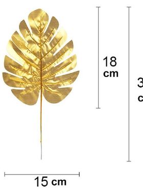 10PCS Simulation Monstera Leaves Golden Cloth Artificial
