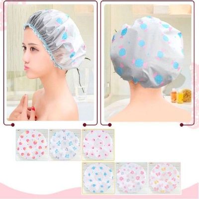 Topi Mandi Plastik Tahan Air Topi Mandi Hiasan Kepala