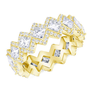 Luxury Princess Square Promise Rings Women Silver