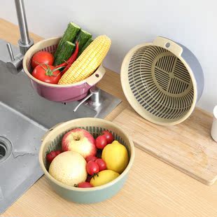New Double Drain Basket Vegetable Washing Basket Strainer