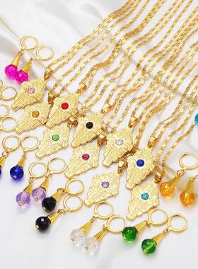 Anniyo Hawaiian Bead Ball Jewelry sets Cross Pendant Necklac