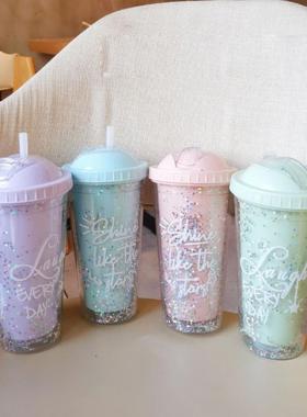 New Rainbow Bubble Straw Cup Student High Beauty Ins Water
