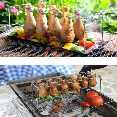 Stainless Steel Chicken Wing Leg Rack Grill Holder With Drip
