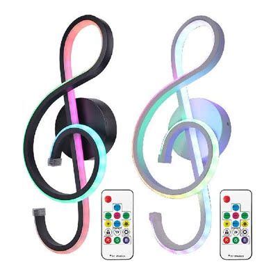 Nordic Simple RGB LED Wall Lamp Metal Musical Note Shaped