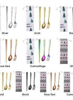 5Pcs Stainless Steel Colorful Cutlery Set Rainbow Dinner Set