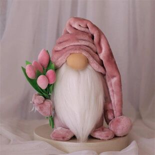 Mothers Day Gift Ornaments Gnome Elf Plush Pink Faceless