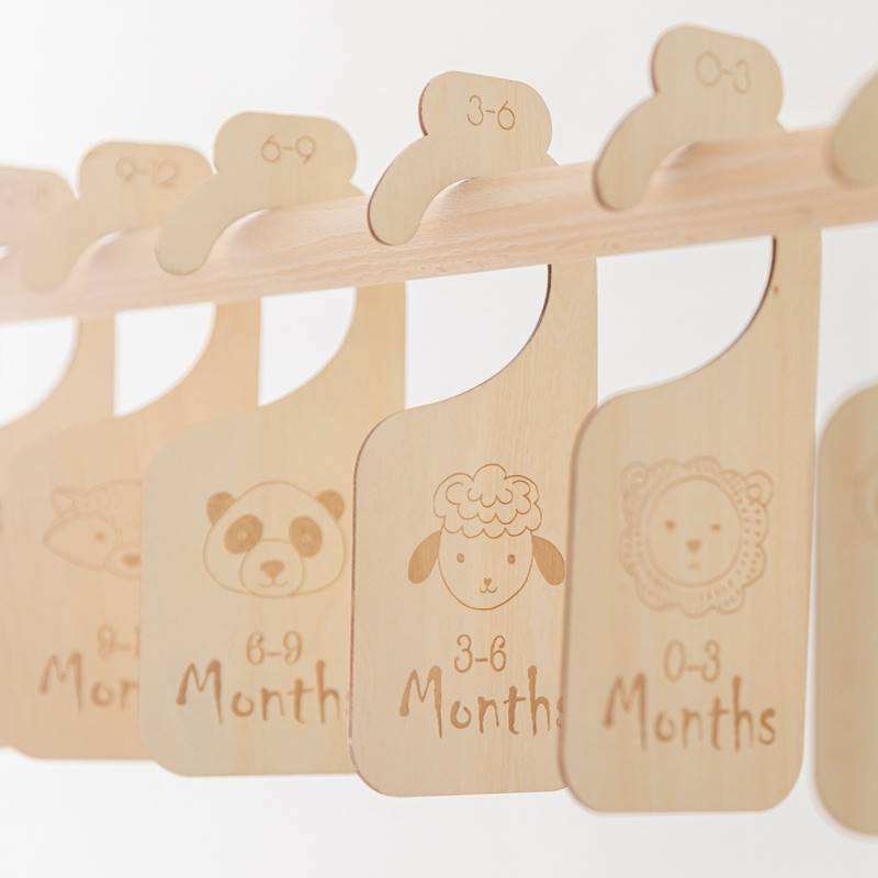 11Pc Newborn Supplies Baby Closet Dividers Wood Milestone Nu