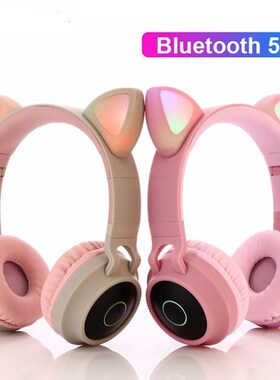Flash LED  Ear Wireless Headphones Bluetooth 5.0 Foldabl