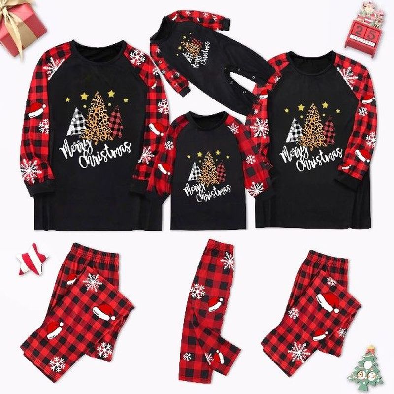Xmas Family Matching Outfits Merry Christmas Plaid Print