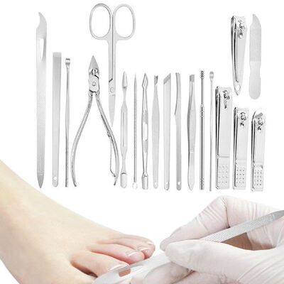 Nail Clipper Set Stainless Steel Manicure Set Of 19Pcs