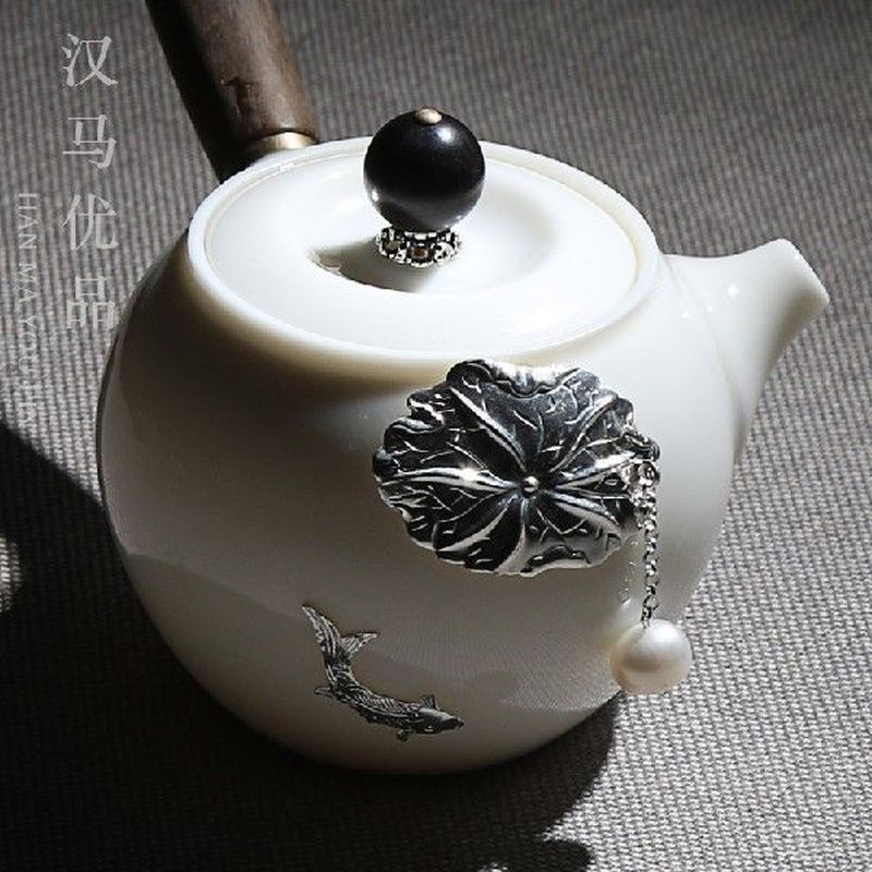Japanese white jade porcelain pot pottery household tea set