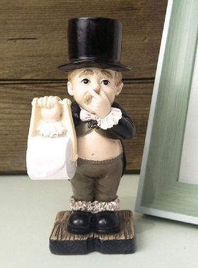 Paper Holder Decorative Toilet Butler Statue Funny Cute