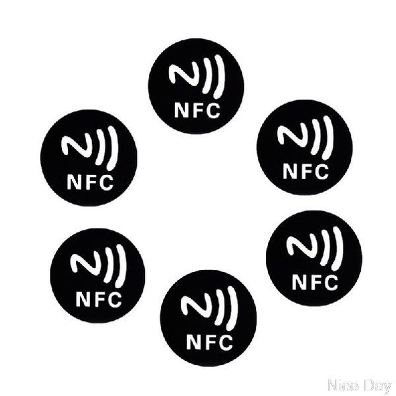 6 Buah Stiker Anti Logam Hitam NFC Ntag213 Tag NTAG 213