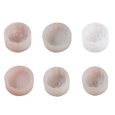 K1MF Bulat Bentuk Bunga Silikon Cetakan Kue Buatan Tangan