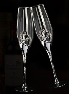 2Pcs Wedding Champagne Glass Set Toasting Flute Glasses