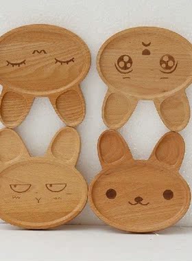 Beech solid wood children's plate creative tableware cut