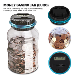 Electronic Digital Counting Coin Bank Money Saving Box Jar L