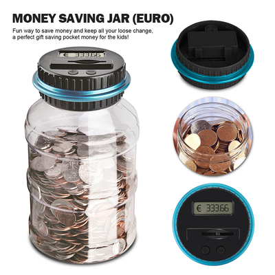 Electronic Digital Counting Coin Bank Money Saving Box Jar L