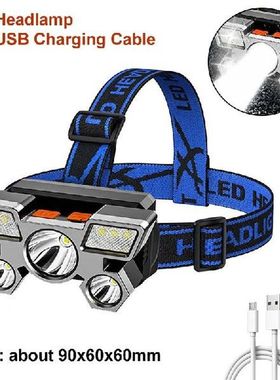 5LED 4Modes Headlamp Waterproof USB Rechargeable Flashlight