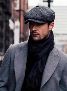Wool Newsboy Caps Men Herringbone Flat Caps Gatsby Cap Woole