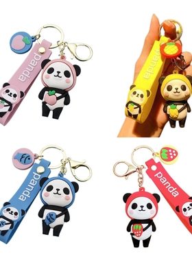 95AA Cartoon Panda Keychain Cute Fruit Bag Decor Hanging