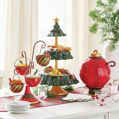 New Christmas Snack Stand 2 Tier Resin Food Serving Tray