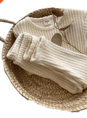 utumn Winter Bby Boys nd Girls Clothes Set Ribbed Sweter