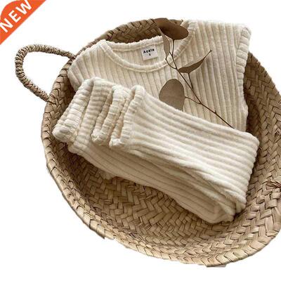 utumn Winter Bby Boys nd Girls Clothes Set Ribbed Sweter