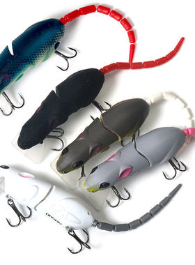 Plastic Mouse Fishing Lure With 3D Eyes,Wagging Tail Slow Si