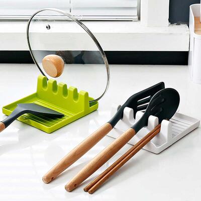 1Pc Kitchen Pot Cover Shelf Plastic Spoon Cookers Pot Lids