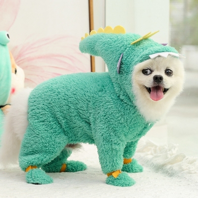 Cute Cosplay Dinosaur Jumpsuit Coral Velvet Dog Clothes