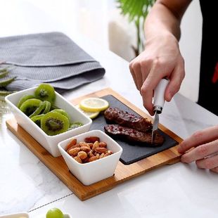Nordic style home bamboo tray ceramic snack dish steak