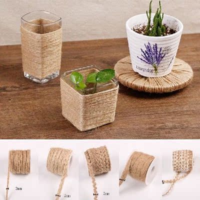 5M/Roll Natural Burlap Ribbon Jute Twine Cord For