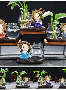 Glass Vase Lovely Monk Transparent Plant Terrarium Glass