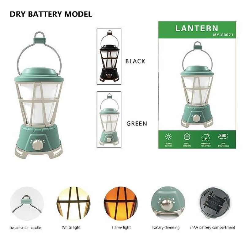 LED Vintage Lantern Flickering Flame Cordless Tent Light