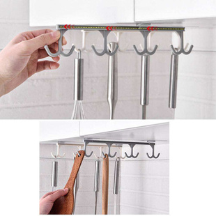 Kitchen Cupboard Storage Rack Cabinet Hooks Tableware Towel